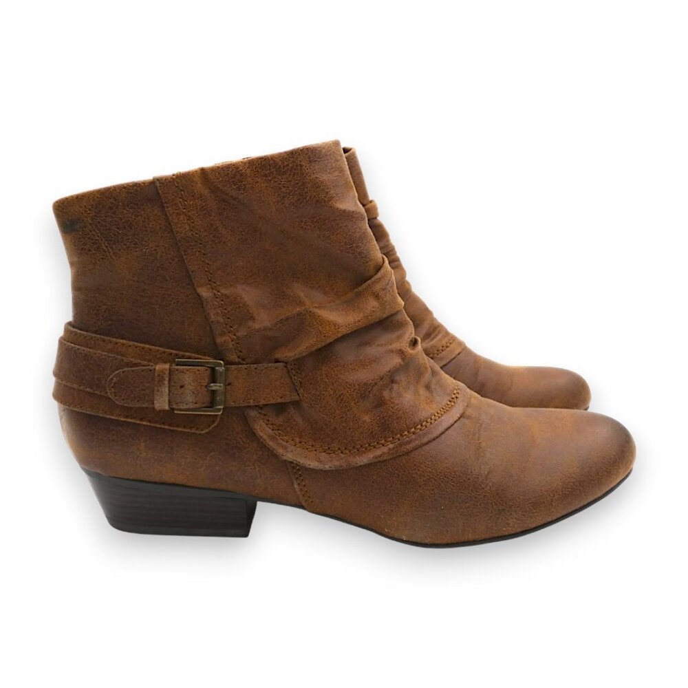 Kim Rogers Tanya Brown Ankle Booties Size 8.5 Buckle Low Heel - Picture 2 of 14